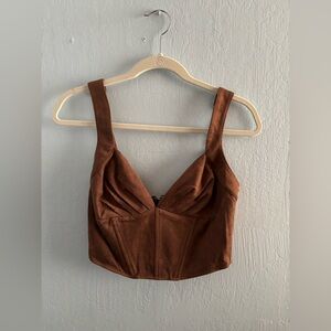 Lulus brown suede crop top